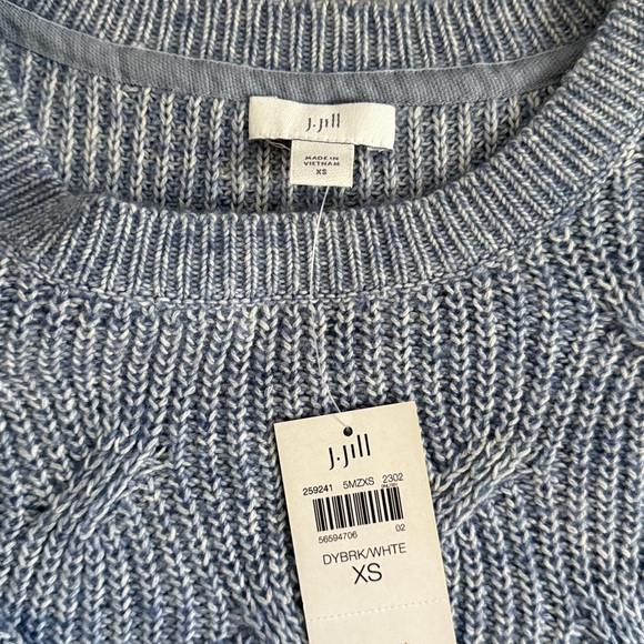 NWT J. Jill Heathered Blue Knit Sweater 3/4 Sleeve Women’s Size Small - Picture 4 of 7